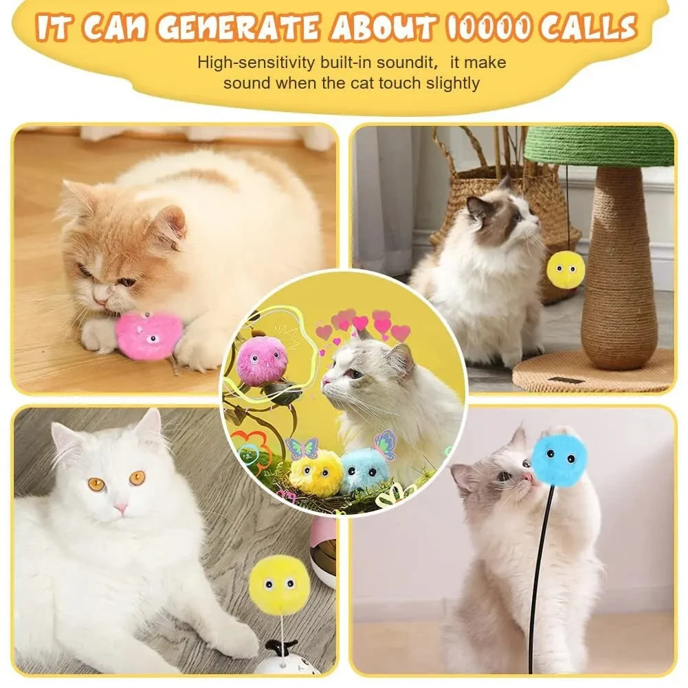 Automatic Cat Toy with Random Barking Sounds, Interactive Plush Ball for Boredom Relief & Exercise, Electric Pet Teaser Gift