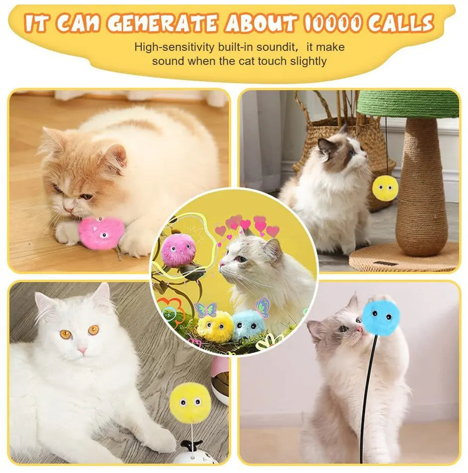 Automatic Cat Toy with Random Barking Sounds, Interactive Plush Ball for Boredom Relief & Exercise, Electric Pet Teaser Gift
